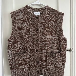 ALIGNE Brown & Cream Marled Button-Front Knit Vest